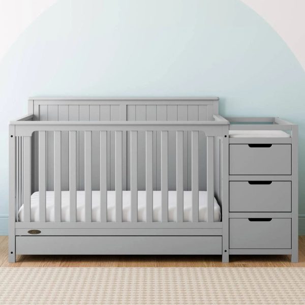 Graco Hadley 5-in-1 Convertible Crib and Changer with Drawer Pebble G - MadeInUSA - Image 6