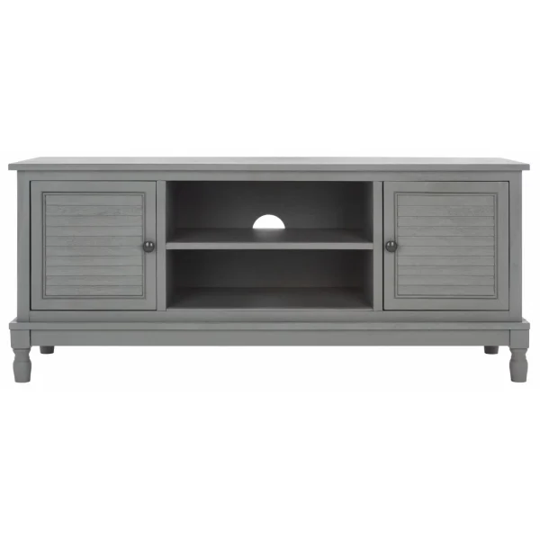 SAFAVIEH Tate 2 Door 1 Shelf Media Stand, Distressed Grey (47.3 in. W x 15.8 in. D x 20 in. H) - MadeInUSA