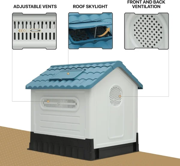 Inch Dog House For Large Dogs, Outside Insulated Plastic Dog Shelter, Weather-Proof Sturdy Dog Kennel With Elevated Floor And s, Easy Assembly Indoor Outdoor Doghouse - MadeInUSA - Image 5
