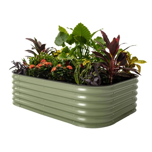 Vego Garden 17 in. Tall 6 in 1 Modular Metal Raised Garden Bed Kit - Olive Green - MadeInUSA