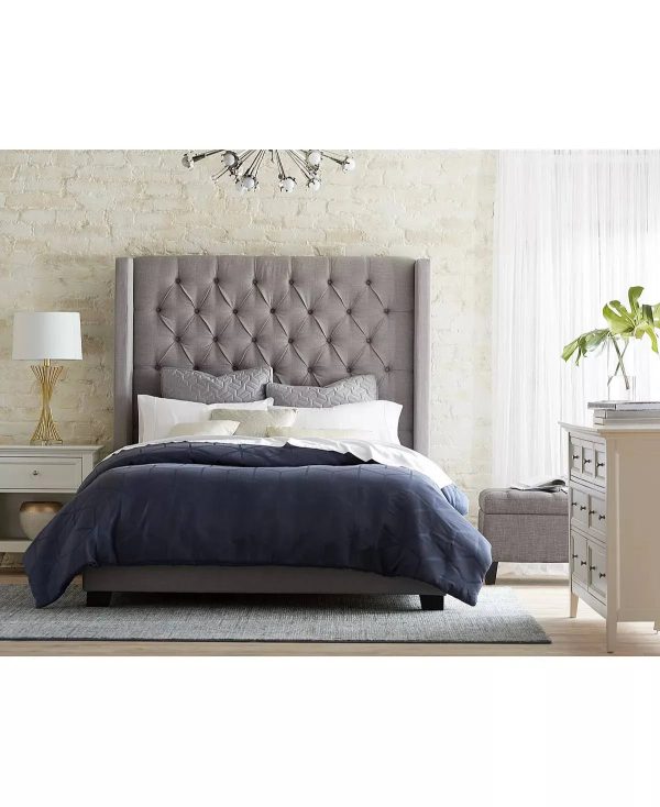 Monroe II Upholstered King Bed, Created for Macy's - Grey - MadeInUSA - Image 5