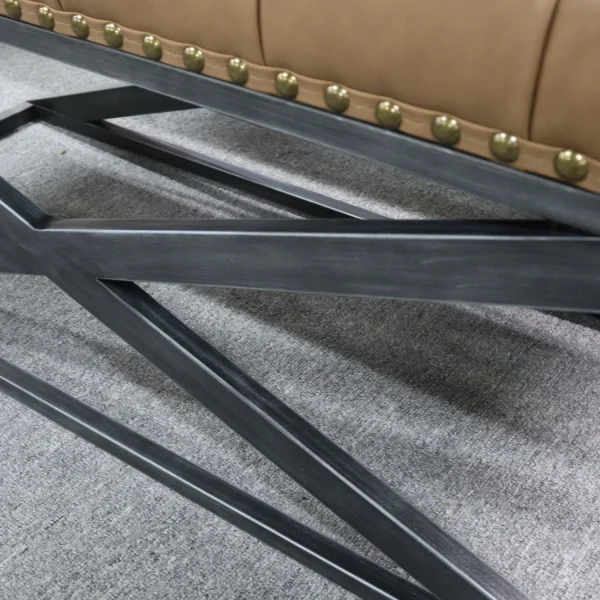 Elegant Vintage Vegan Leather Bench in Stylish Brown with Sturdy Stainless Steel Base - Ideal Furniture Piece for Enhancing Your Living Room Decor - MadeInUSA - Image 6