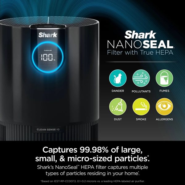 Shark Air Purifier with Nanoseal HEPA, Cleansense IQ, Odor Lock, Cleans Up to 500 Sq. ft, HP100 - MadeInUSA - Image 3