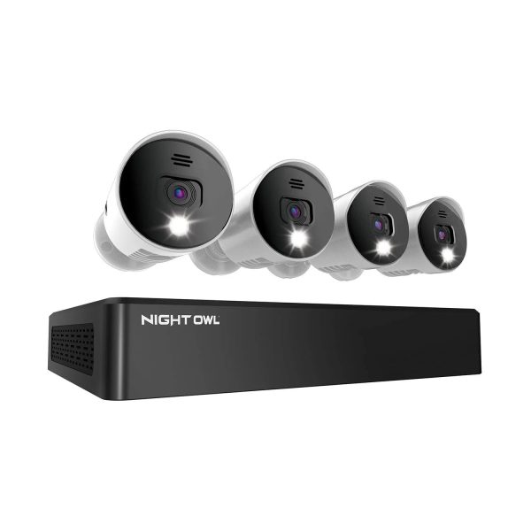 Night Owl SP, LLC 8 Channel Bluetooth Video Home Security Camera System with (4) Wired 4K UHD IndoorOutdoor Spotlight Cameras Audio and 1TB Hard Drive - MadeInUSA