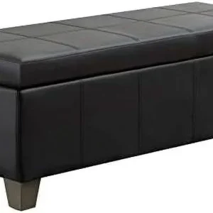ZWNLKQG Ottoman Premium Leather Bench with Lift-up Lid Safety Hinge Multi-Functional  Space for Bedroom and Living Room  Black - MadeInUSA
