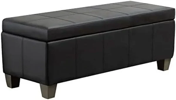 ZWNLKQG Ottoman Premium Leather Bench with Lift-up Lid Safety Hinge Multi-Functional  Space for Bedroom and Living Room  Black - MadeInUSA