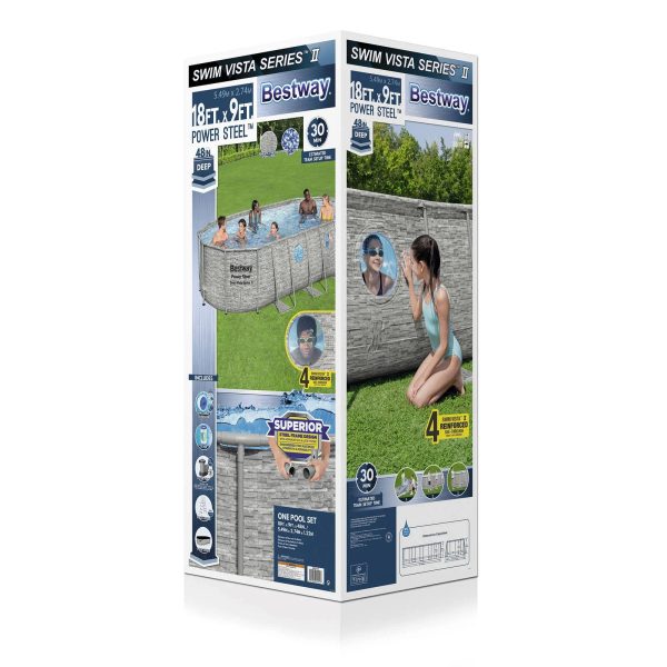 Bestway Power Steel Swim Vista 18' X 9' X 48" Above Ground Swimming - MadeInUSA - Image 2