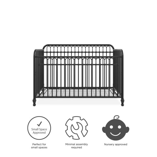 Little Seeds Raven Metal 3-in-1 Convertible Nursery Crib, Black - MadeInUSA - Image 6