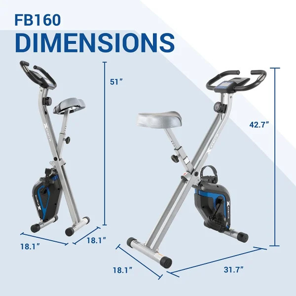 XTERRA Fitness FB160 Compact Folding Stationary Bike with Heart Rate Sensors and Large Padded Seat - MadeInUSA - Image 9