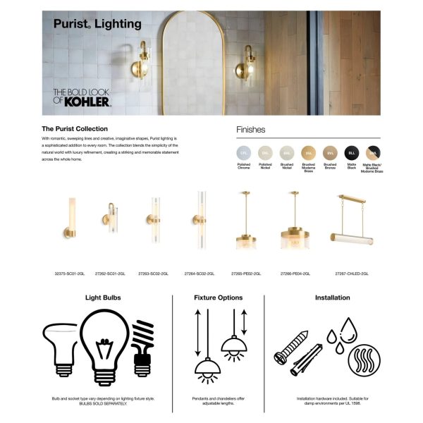 Kohler 27263-SC02 Purist 22" Two-Light Sconce - Polished Nickel - MadeInUSA - Image 10