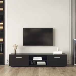 Black TV Stand for 70 Inch TV Stands, Media Console Entertainment Center Television Table - MadeInUSA