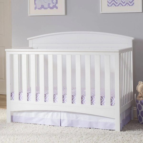 Delta Children Archer Solid Panel 4-in-1 Convertible Baby Crib, Bianca White - MadeInUSA - Image 2