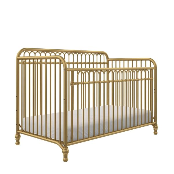 Little Seeds Raven 3-in-1 Convertible Metal Crib, JMPA Certified, Gold - MadeInUSA