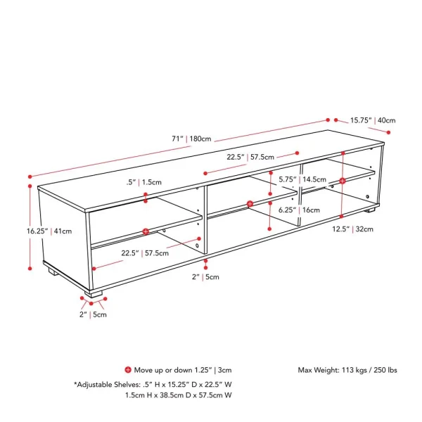 CorLiving Hollywood 3-Shelf Engineered Wood TV Stand for TVs up to 85"in Black - MadeInUSA - Image 4