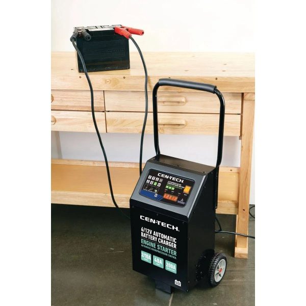2/10/40/200A 6/12V Automatic Battery Charger on Wheels with Engine Jump and LED - MadeInUSA - Image 2