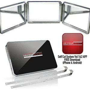 SELF-CUT SYSTEM 2.0 - LED Lighted Black Lambo 3 Way Mirror with Free Educational Mobile App - MadeInUSA