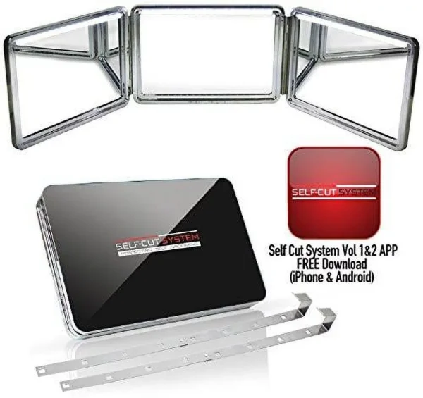 SELF-CUT SYSTEM 2.0 - LED Lighted Black Lambo 3 Way Mirror with Free Educational Mobile App - MadeInUSA