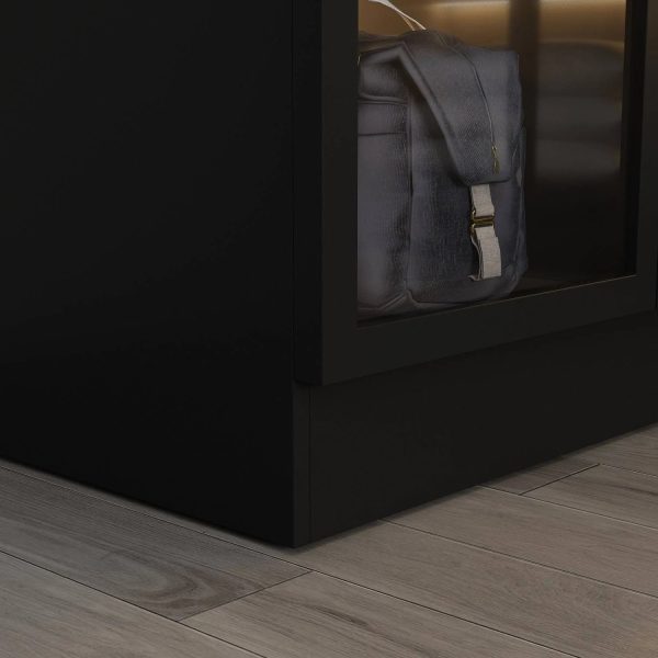 Lighted Modern Glass Door Wardrobe Armoire with Ample Storage - 47.2" Black - MadeInUSA - Image 2