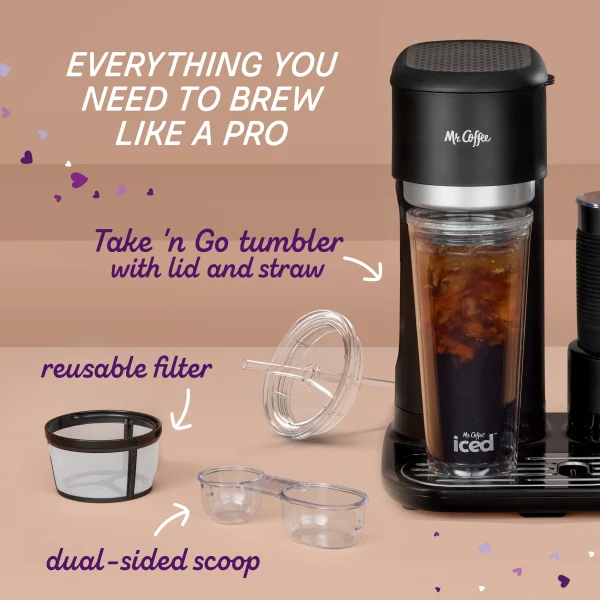 Mr. Coffee 4-in1 Single-Serve Latte, Iced, and Hot Coffee Maker, Black - MadeInUSA - Image 5