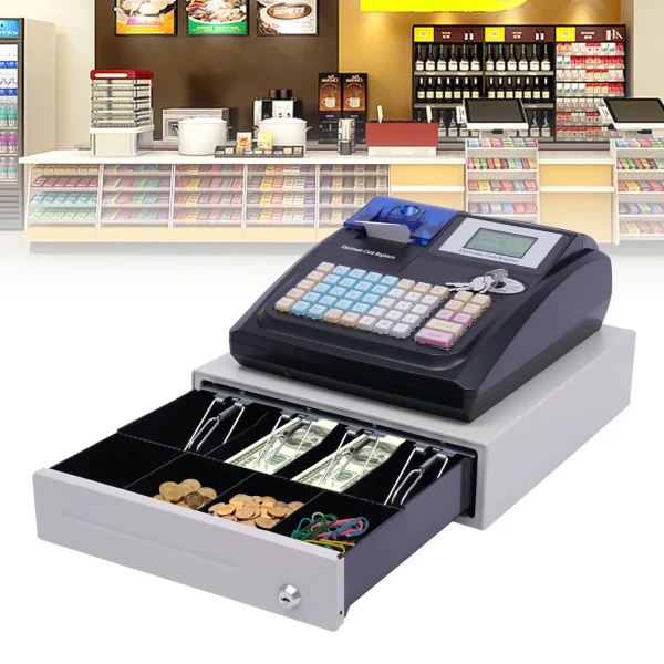 YIYIBYUS Cash Register Electronic POS System Cash Register with Drawer 48-Keys Electronic Cash Register for Small Business - MadeInUSA