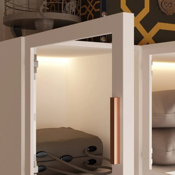 Lighted Modern Glass Door Wardrobe Armoire with Ample Storage - 47.2" Black - MadeInUSA - Image 7