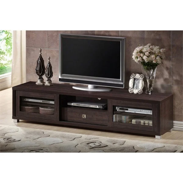Bowery Hill 70"Tall TV Stand in Dark Espresso - MadeInUSA - Image 2