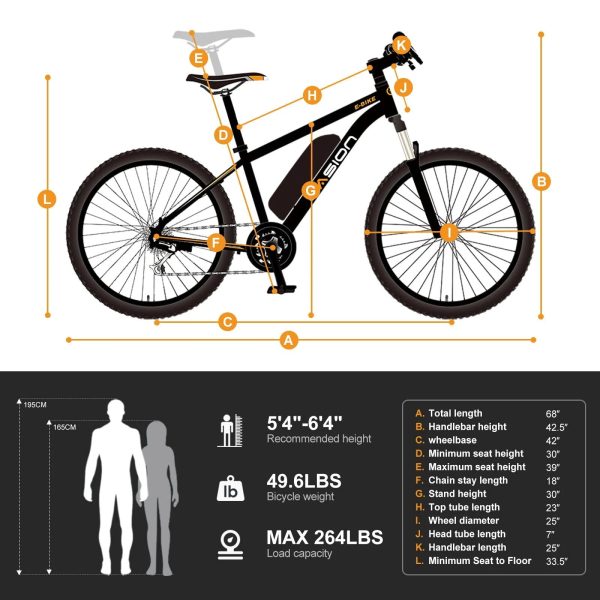 Jasion Electric Mountain Bike for Adults, 26" Tires, 350W Brushless Mo - MadeInUSA - Image 7