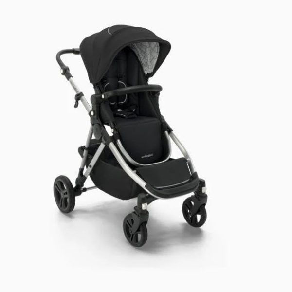 Mockingbird Single-to-Double Stroller 2.0 in Black/Windowpane Canopy/Black Leather - MadeInUSA