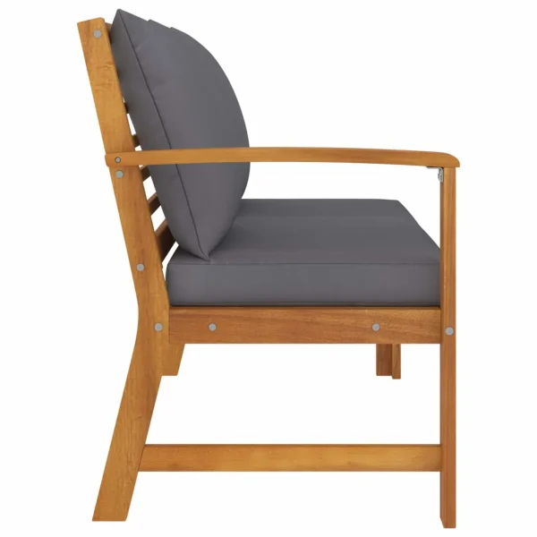 Anself Outdoor Bench with Cushion and Right Armrest Patio Porch Chair Acacia Wood for Backyard, Balcony, Park, Lawn, School Playground, College 45.1 x 23.8 x 31.9 Inches (W x D x H) - MadeInUSA - Image 3