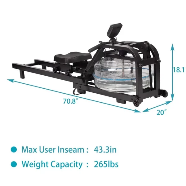 FITPHER Water Resistance Rowing Machine Resistance Metal Dual-Track Healthy Indoor Gym Equipment for Fitness (Irony) - MadeInUSA - Image 12