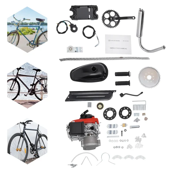 Anqidi Full Set 4-Stroke 53CC Bicycle Engine Kit Gas Motorized Bike Electric Bicycle Engine Motor Complete Kit Gasoline Powered Engine TCI Ignition 1.5KW 6800Rpm - MadeInUSA - Image 5