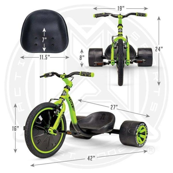 Madd Gear Adjustable Mini Drift Trike, Green/Black - MadeInUSA - Image 12