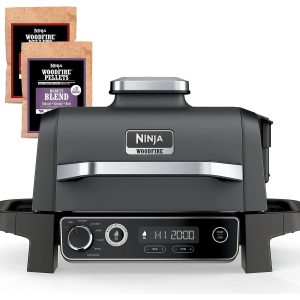 Ninja 7-in-1 Woodfire Electric Outdoor Grill &Air Fryer Grill ,Grey - MadeInUSA