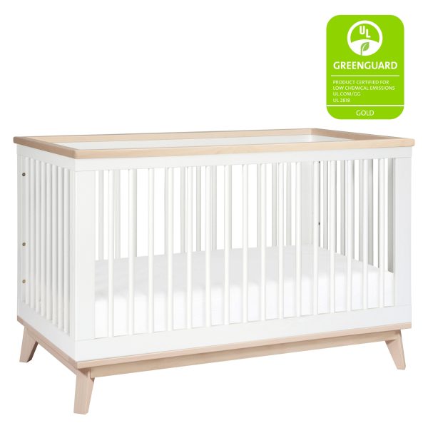 Babyletto Scoot 3-in-1 Convertible Crib with Toddler Bed Conversion Kit - White / Natural Walnut - MadeInUSA - Image 8