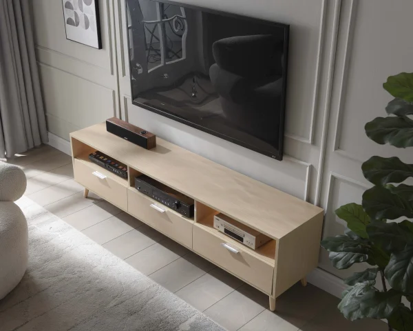 LED TV Stand LED Entertainment Center with Storage Modern LED Media Console Tables LED TV Cabinet for Living Room, Bedroom and Office Wood - MadeInUSA - Image 4