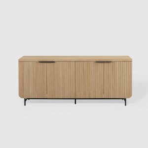 Modern 4 Door Reeded Sideboard Coastal Oak/Black - Saracina Home - MadeInUSA