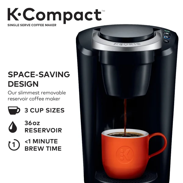 Keurig K-Compact Single-Serve K-Cup Pod Coffee Maker, Black - MadeInUSA - Image 2