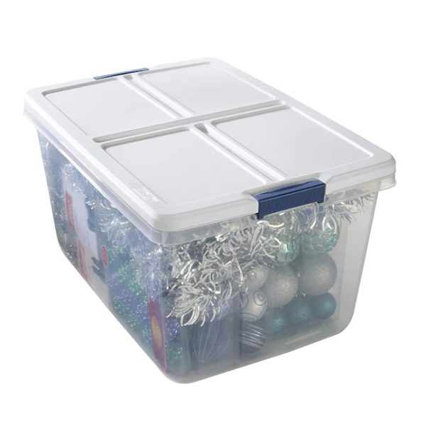 Hefty Medium 16.5Gallon 66Quart Clear Storage Container with White Lid Weatherproof Tote with Latching Lid - MadeInUSA - Image 3