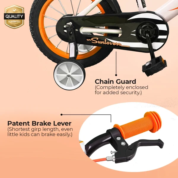 SUNLOVERR Orange Comet Boys Bike for Toddlers and Kids Ages 3-5 Years Old, 12 Inch Kids Bike with Training Wheels & Basket, Boy Bicycle with Handbrake. - MadeInUSA - Image 9