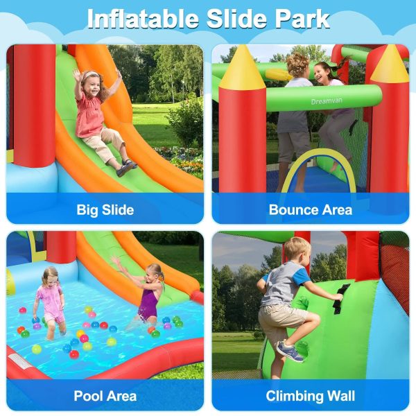 HYPOAI Bounce House,Inflatable Bounce Castle with Blower for Kids 3-12,Outdoor/Indoor Bouncy House Water Park for Backyard with Splash Slide - MadeInUSA - Image 7