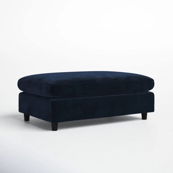 Navy Blue Velvet for the Main Body and 45.3" Wide Rectangular Standard Ottoman Joss in Fleetwood - MadeInUSA - Image 2
