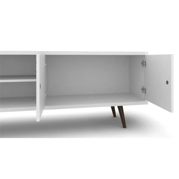 Pemberly Row Mid-Century Solid Wood TV Stand for TVs up to 60"in White - MadeInUSA - Image 8