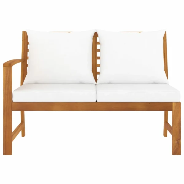 Anself Outdoor Bench with Cushion and Right Armrest Patio Porch Chair Acacia Wood for Backyard, Balcony, Park, Lawn, School Playground, College 45.1 x 23.8 x 31.9 Inches (W x D x H) - MadeInUSA - Image 2