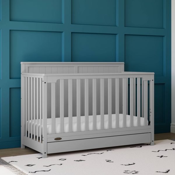 Graco Hadley 4-in-1 Convertible Crib with Drawer - Pebble Gray - MadeInUSA - Image 11
