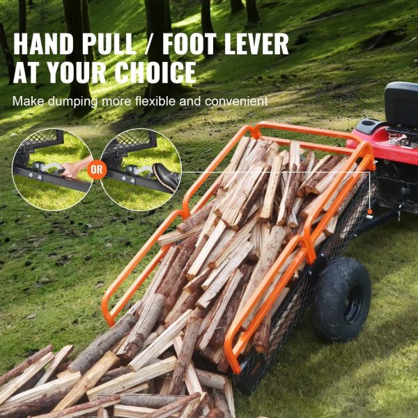 VEVOR Heavy Duty Steel ATV Dump Trailer, 1500-Pound Load Capacity 15 Cubic Feet, Tow Behind Dump Cart Garden Trailer, with Removable Sides and 2 - MadeInUSA - Image 2