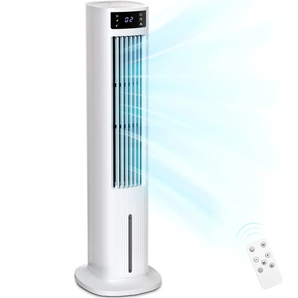 Auseo Tower Fan, 80° Oscillating Standing Fan with 3 Wind Modes & 3 Wind Speeds, Portable Floor Fan with Remote Control, 24H Timer for Office/Living Room/Bedroom-White - MadeInUSA