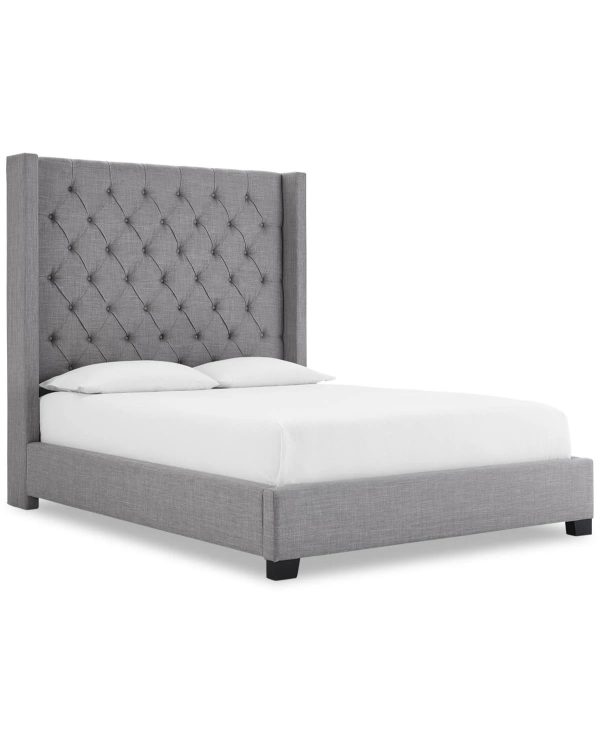 Monroe II Upholstered King Bed, Created for Macy's - Grey - MadeInUSA
