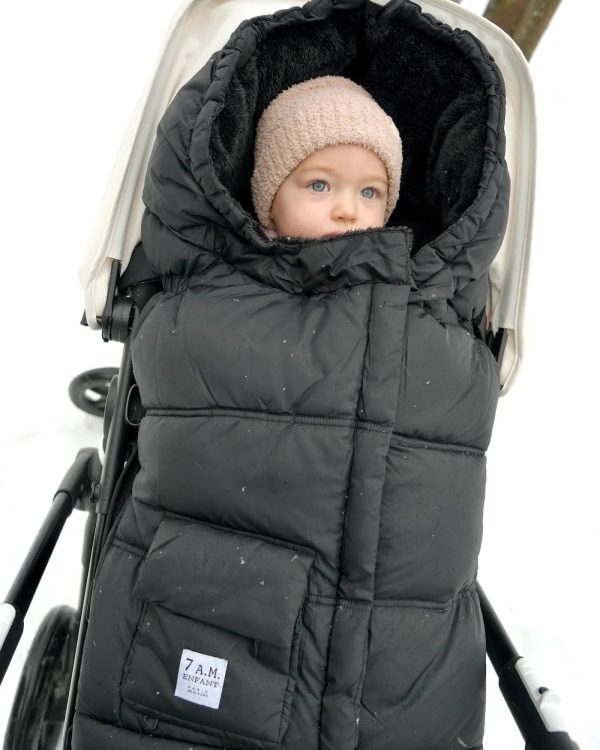 7AM Enfant Blanket 212 Evolution Footmuff - Black Plush - MadeInUSA - Image 7