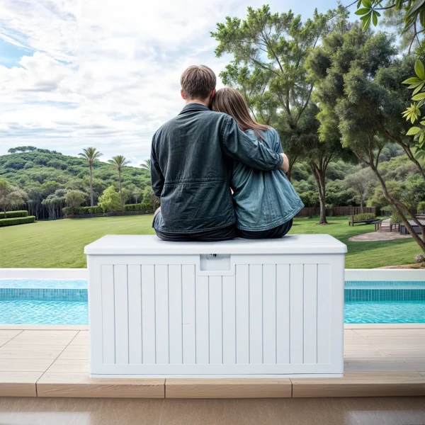 ‎XL Outdoor Storage Patio Box, Capacity 150 Gallons, Storage Patio Deck Box White Aesthetic, Weatherproof - MadeInUSA