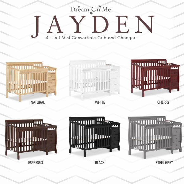 Dream On Me Jayden 4 in 1 Mini Convertible Crib and Changer - Espresso - MadeInUSA - Image 10